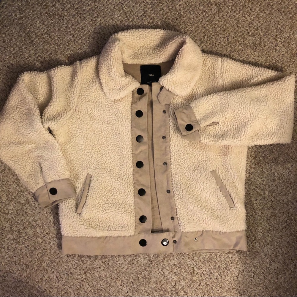 Zara Sherpa Teddy Jacket Sz M
